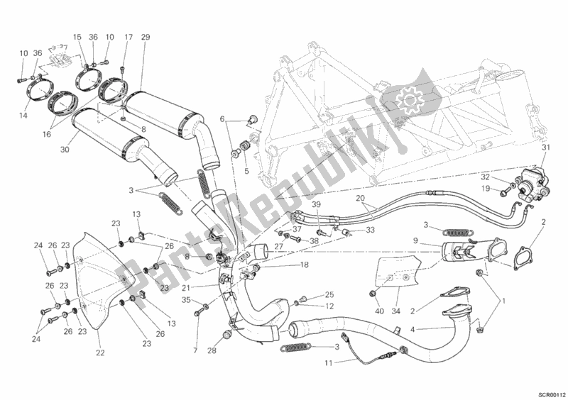 All parts for the Exhaust System of the Ducati Superbike 848 USA 2008